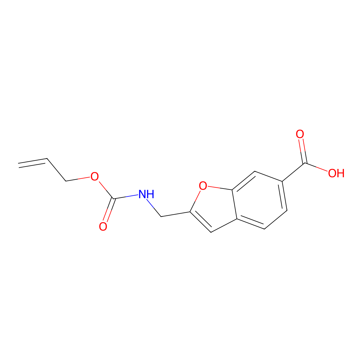 2-({[(Prop-2-en-1-yloxy)carbonyl]amino}methyl)-1-benzofuran-6-carboxylic acid molecular structure, CAS 2763911-61-9