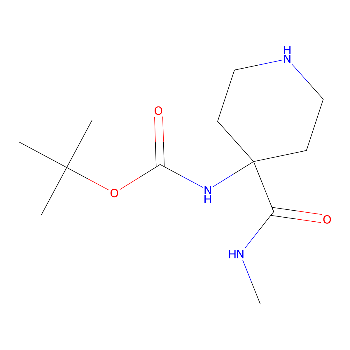 tert-butyl N-[4-(methylcarbamoyl)piperidin-4-yl]carbamate molecular structure, CAS 2763911-67-5