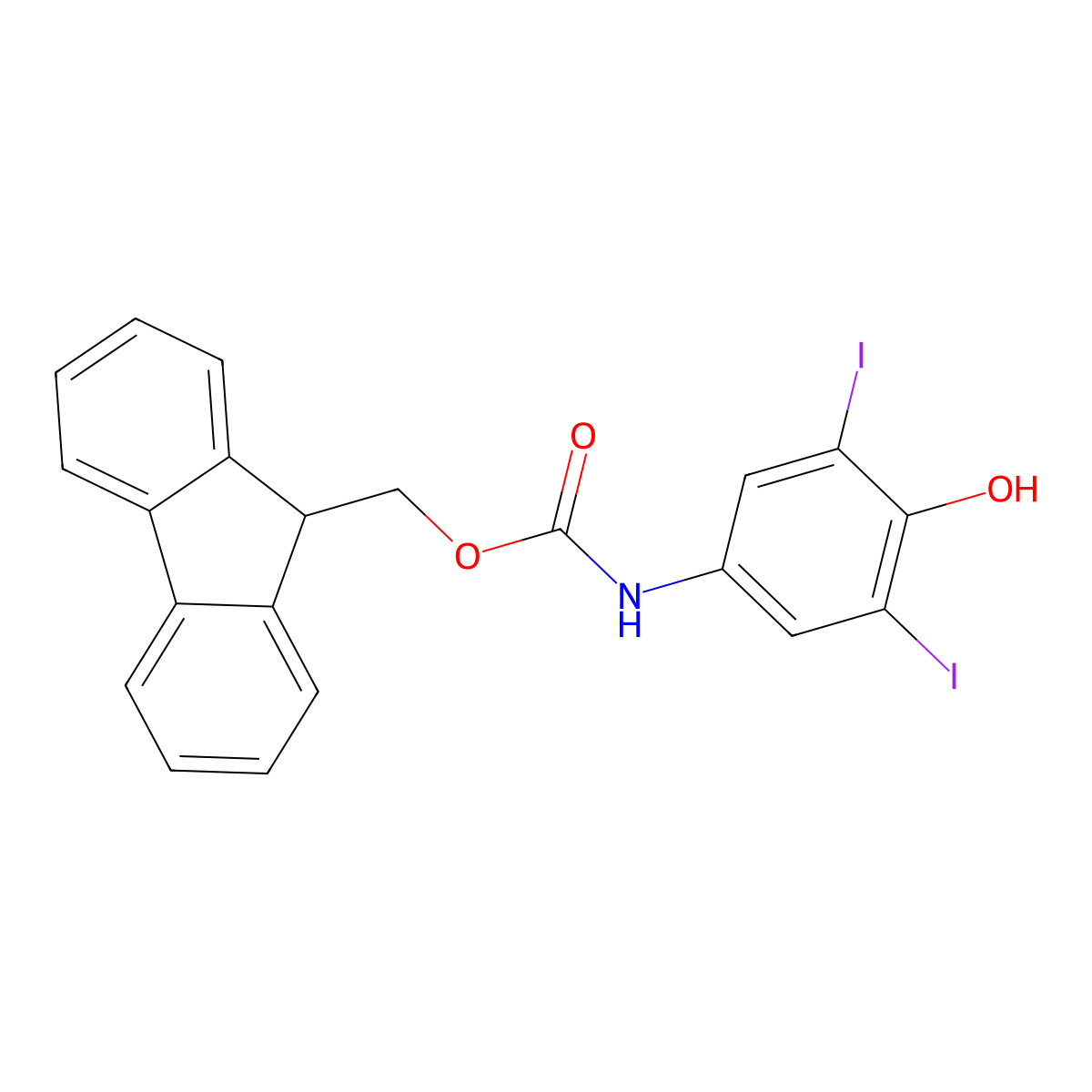(9H-fluoren-9-yl)methyl N-(4-hydroxy-3,5-diiodophenyl)carbamate molecular structure, CAS 2763911-72-2