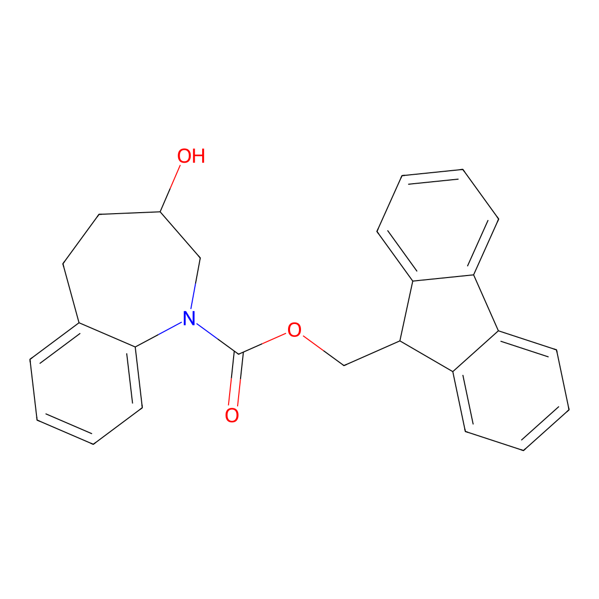 (9H-fluoren-9-yl)methyl 3-hydroxy-2,3,4,5-tetrahydro-1H-1-benzazepine-1-carboxylate molecular structure, CAS 2763911-74-4