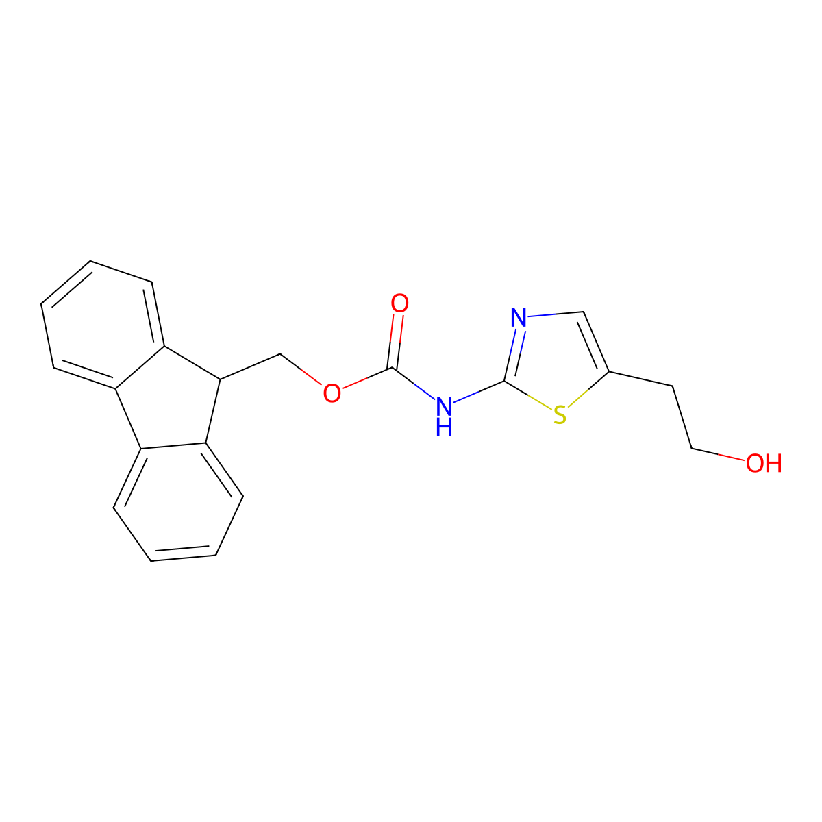 (9H-fluoren-9-yl)methyl N-[5-(2-hydroxyethyl)-1,3-thiazol-2-yl]carbamate molecular structure, CAS 2763911-76-6