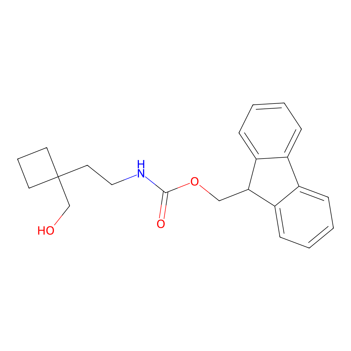 (9H-fluoren-9-yl)methyl N-{2-[1-(hydroxymethyl)cyclobutyl]ethyl}carbamate molecular structure, CAS 2763911-79-9