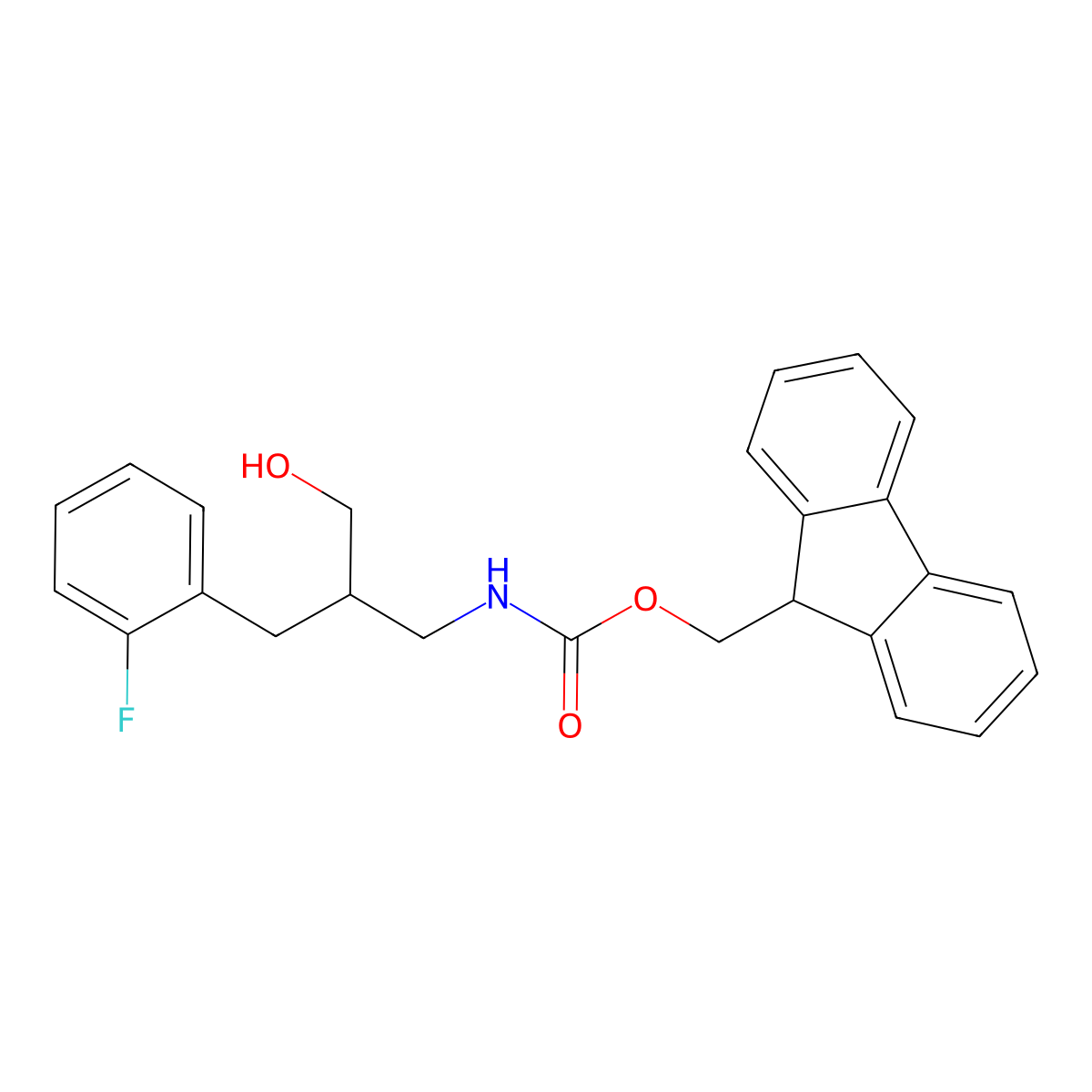 (9H-fluoren-9-yl)methyl N-{2-[(2-fluorophenyl)methyl]-3-hydroxypropyl}carbamate molecular structure, CAS 2763911-87-9