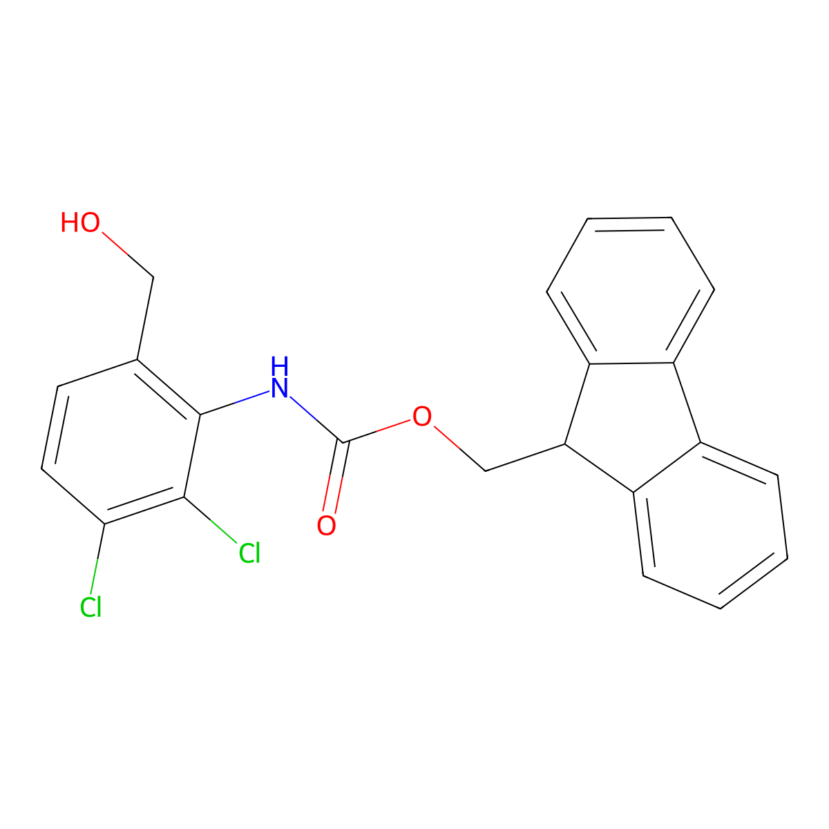 (9H-fluoren-9-yl)methyl N-[2,3-dichloro-6-(hydroxymethyl)phenyl]carbamate molecular structure, CAS 2763911-93-7
