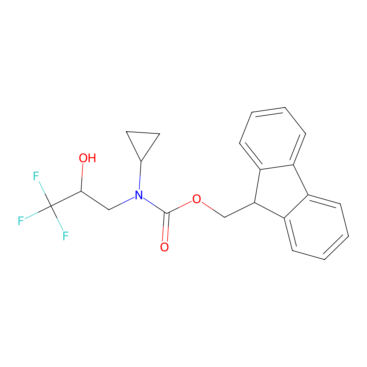 (9H-fluoren-9-yl)methyl N-cyclopropyl-N-(3,3,3-trifluoro-2-hydroxypropyl)carbamate molecular structure, CAS 2763911-95-9