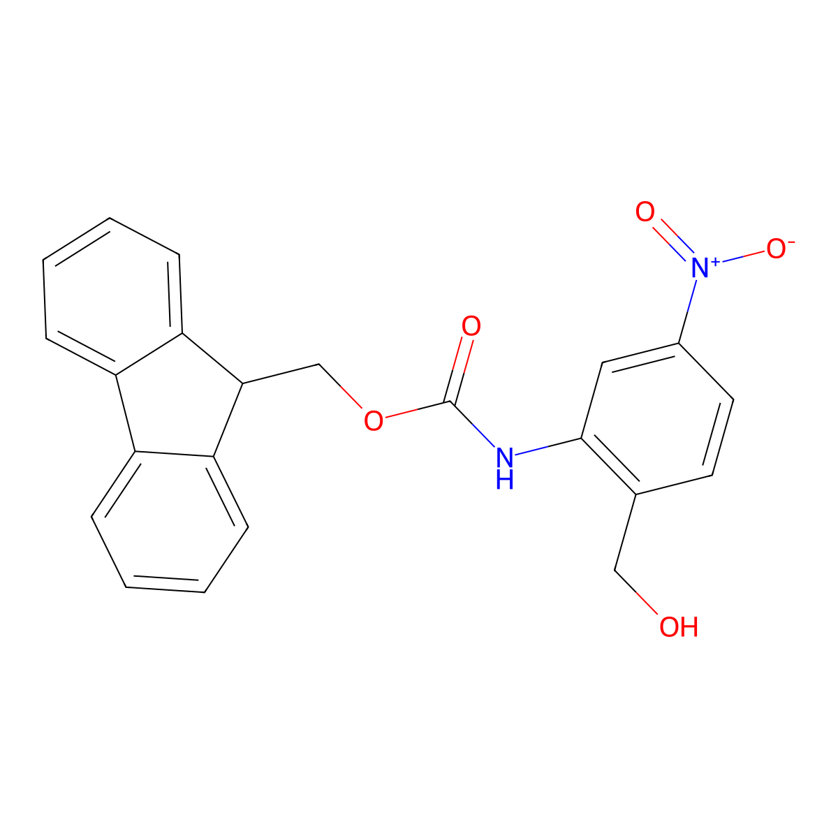 (9H-fluoren-9-yl)methyl N-[2-(hydroxymethyl)-5-nitrophenyl]carbamate molecular structure, CAS 2763911-98-2