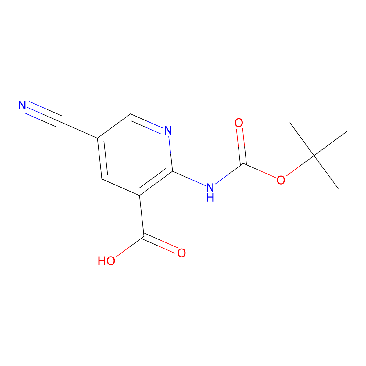 2-{[(Tert-butoxy)carbonyl]amino}-5-cyanopyridine-3-carboxylic acid molecular structure, CAS 2763911-99-3