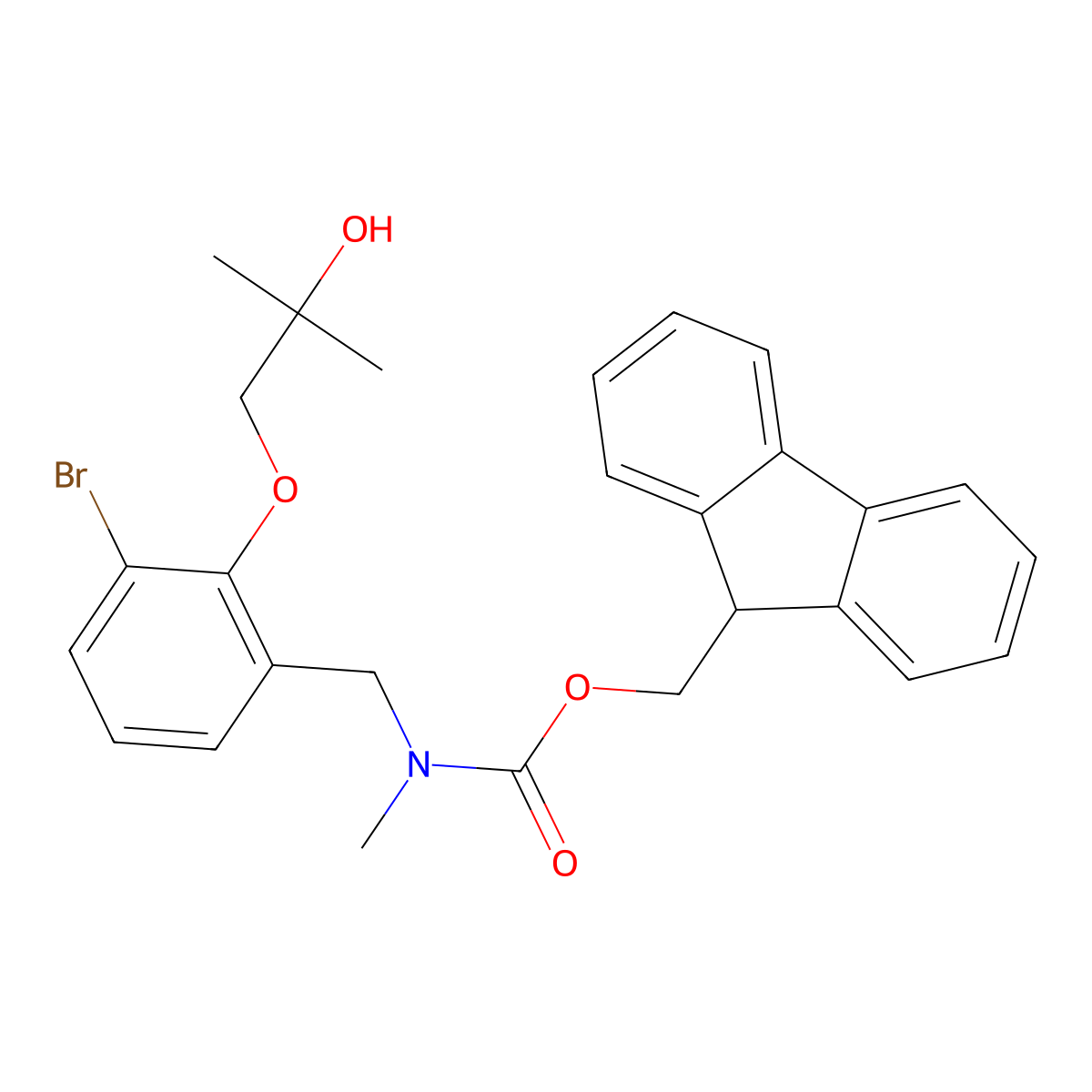 (9H-fluoren-9-yl)methyl N-{[3-bromo-2-(2-hydroxy-2-methylpropoxy)phenyl]methyl}-N-methylcarbamate molecular structure, CAS 2763912-01-0
