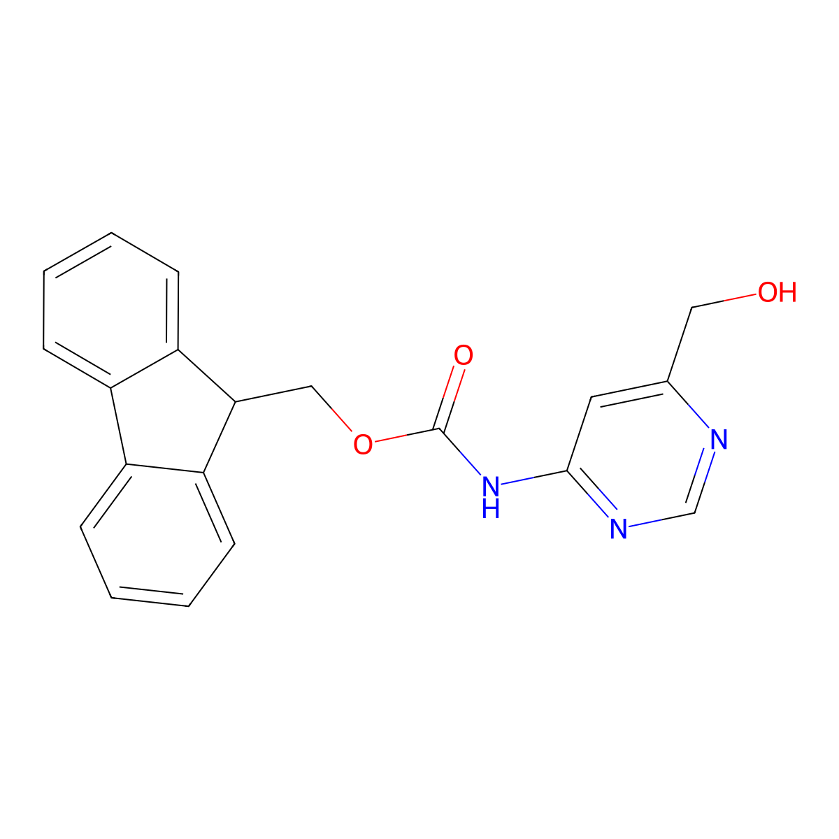 (9H-fluoren-9-yl)methyl N-[6-(hydroxymethyl)pyrimidin-4-yl]carbamate molecular structure, CAS 2763912-03-2