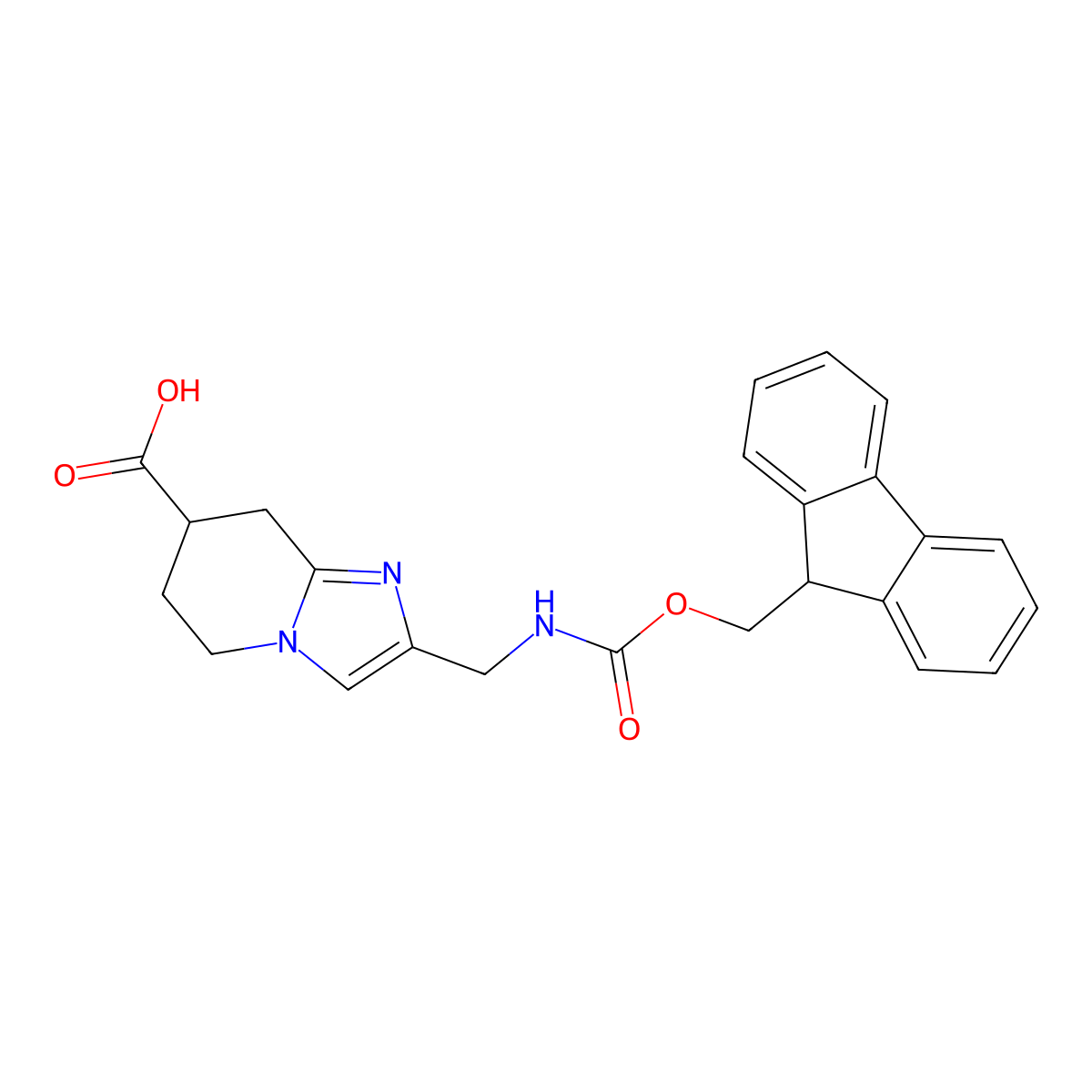 2-[({[(9H-fluoren-9-yl)methoxy]carbonyl}amino)methyl]-5H,6H,7H,8H-imidazo[1,2-a]pyridine-7-carboxylic acid molecular structure, CAS 2763912-06-5