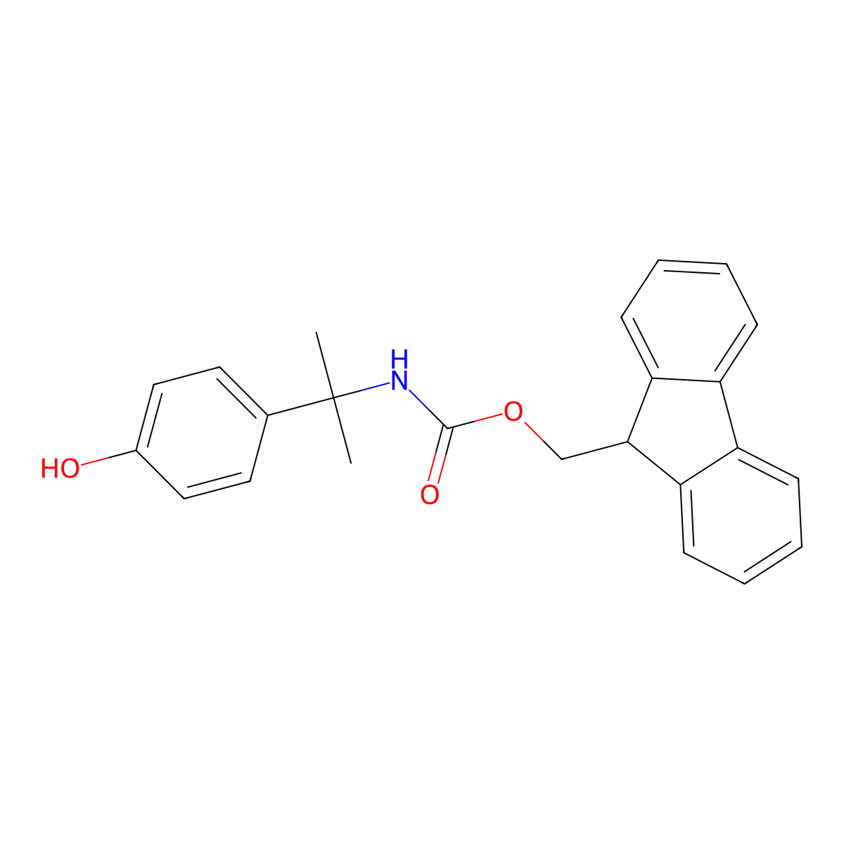 (9H-fluoren-9-yl)methyl N-[2-(4-hydroxyphenyl)propan-2-yl]carbamate molecular structure, CAS 2763912-09-8