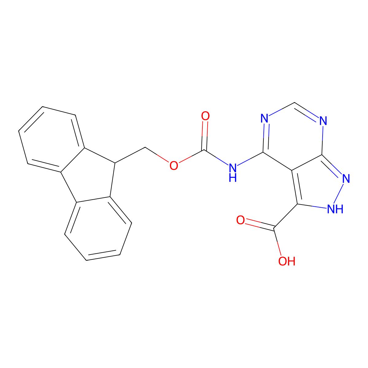 4-({[(9H-fluoren-9-yl)methoxy]carbonyl}amino)-1H-pyrazolo[3,4-d]pyrimidine-3-carboxylic acid molecular structure, CAS 2763912-10-1