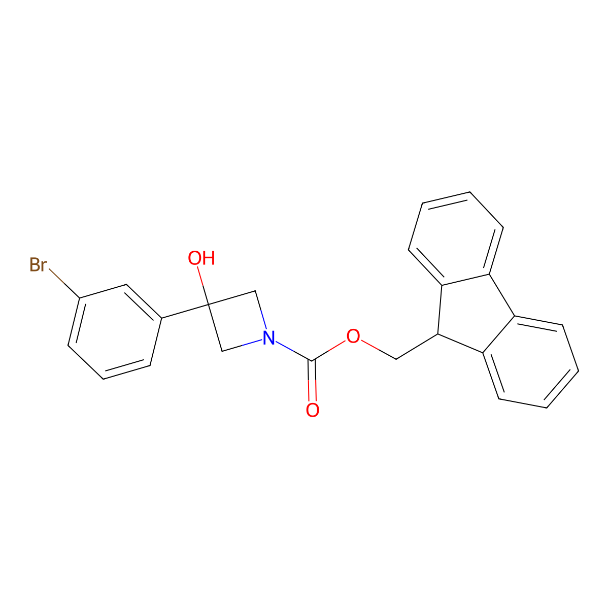 (9H-fluoren-9-yl)methyl 3-(3-bromophenyl)-3-hydroxyazetidine-1-carboxylate molecular structure, CAS 2763912-11-2