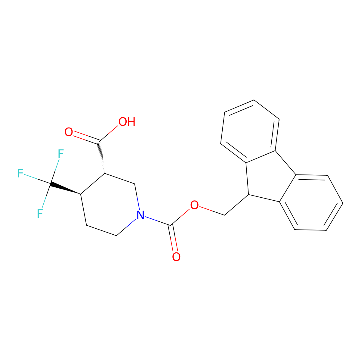 rac-(3R,4S)-1-{[(9H-fluoren-9-yl)methoxy]carbonyl}-4-(trifluoromethyl)piperidine-3-carboxylic acid molecular structure, CAS 2763912-17-8