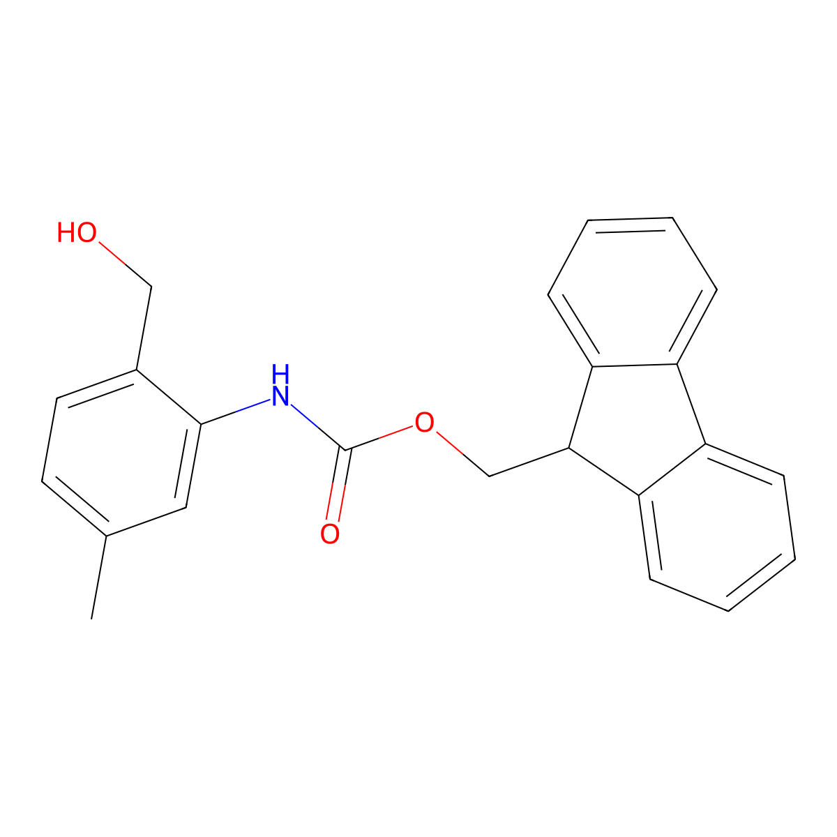 (9H-fluoren-9-yl)methyl N-[2-(hydroxymethyl)-5-methylphenyl]carbamate molecular structure, CAS 2763912-18-9