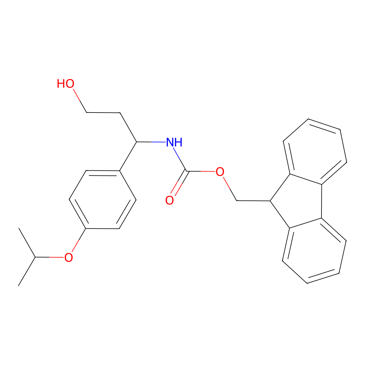 (9H-fluoren-9-yl)methyl N-{3-hydroxy-1-[4-(propan-2-yloxy)phenyl]propyl}carbamate molecular structure, CAS 2763912-19-0