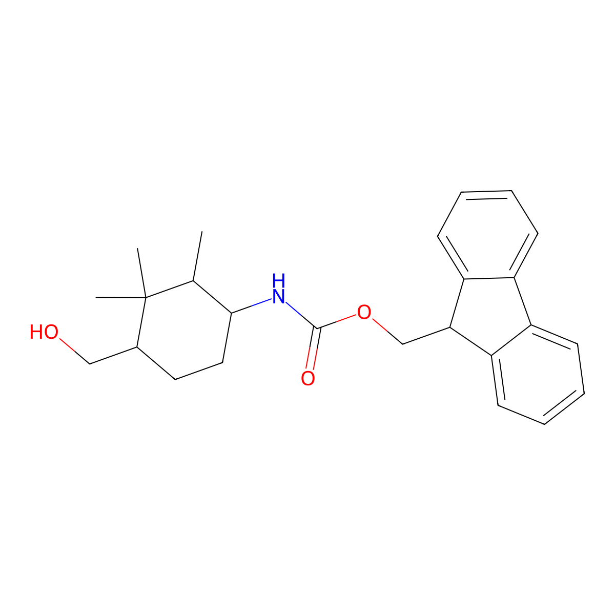 (9H-fluoren-9-yl)methyl N-[4-(hydroxymethyl)-2,3,3-trimethylcyclohexyl]carbamate molecular structure, CAS 2763912-27-0