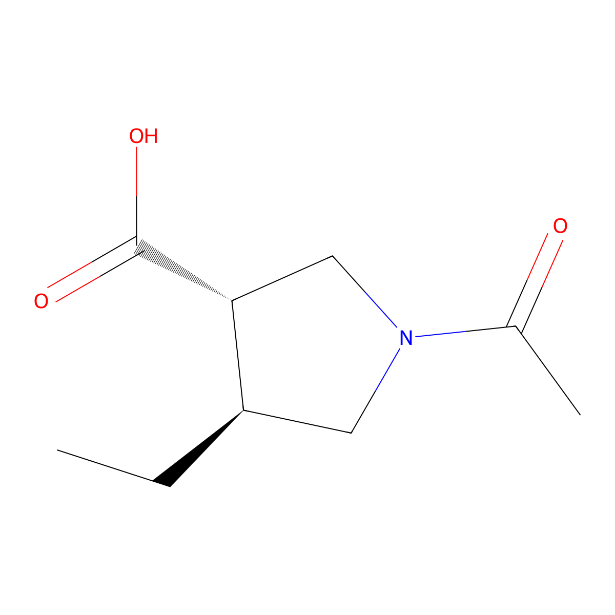rac-(3R,4R)-1-acetyl-4-ethylpyrrolidine-3-carboxylic acid molecular structure, CAS 2763912-28-1