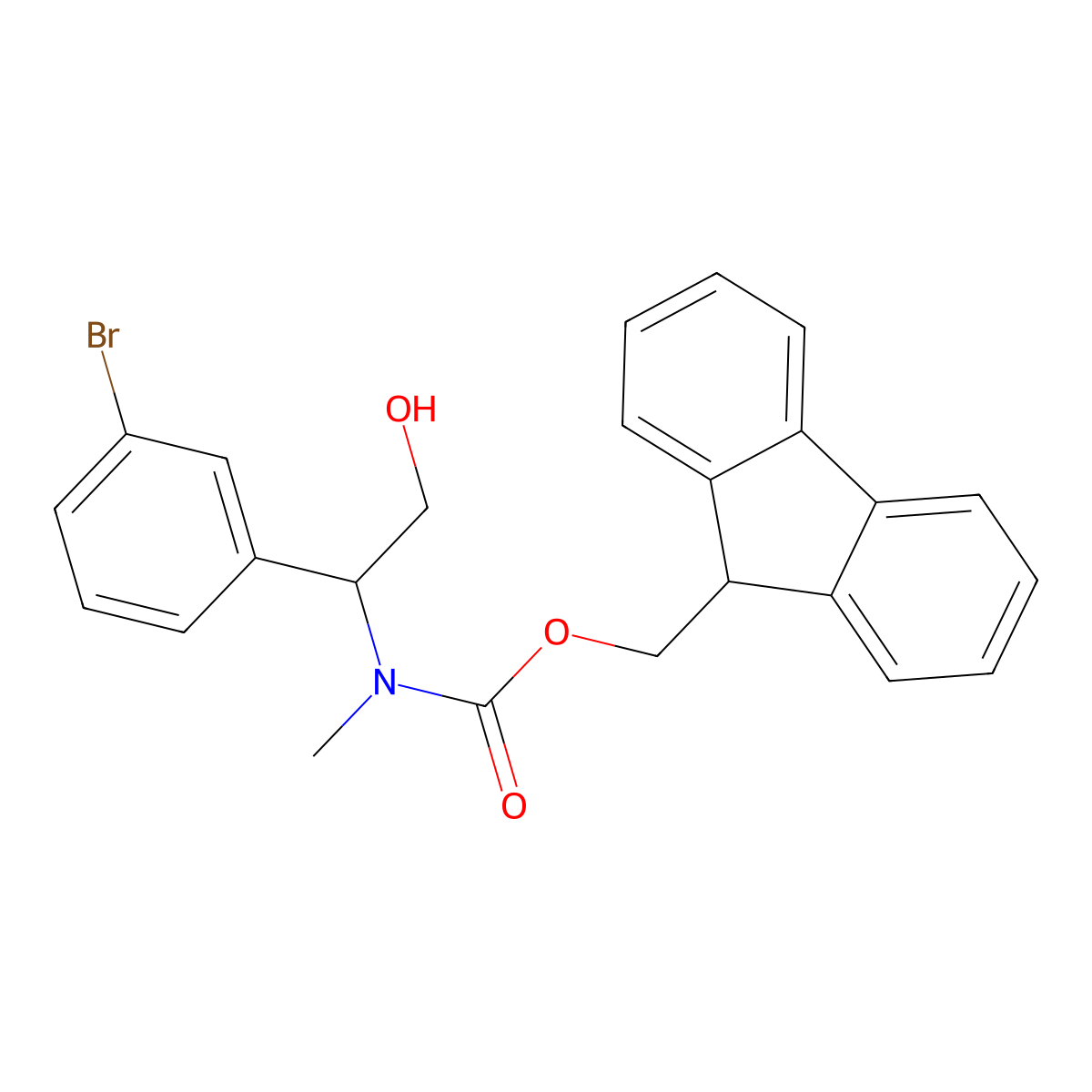 (9H-fluoren-9-yl)methyl N-[1-(3-bromophenyl)-2-hydroxyethyl]-N-methylcarbamate molecular structure, CAS 2763912-29-2