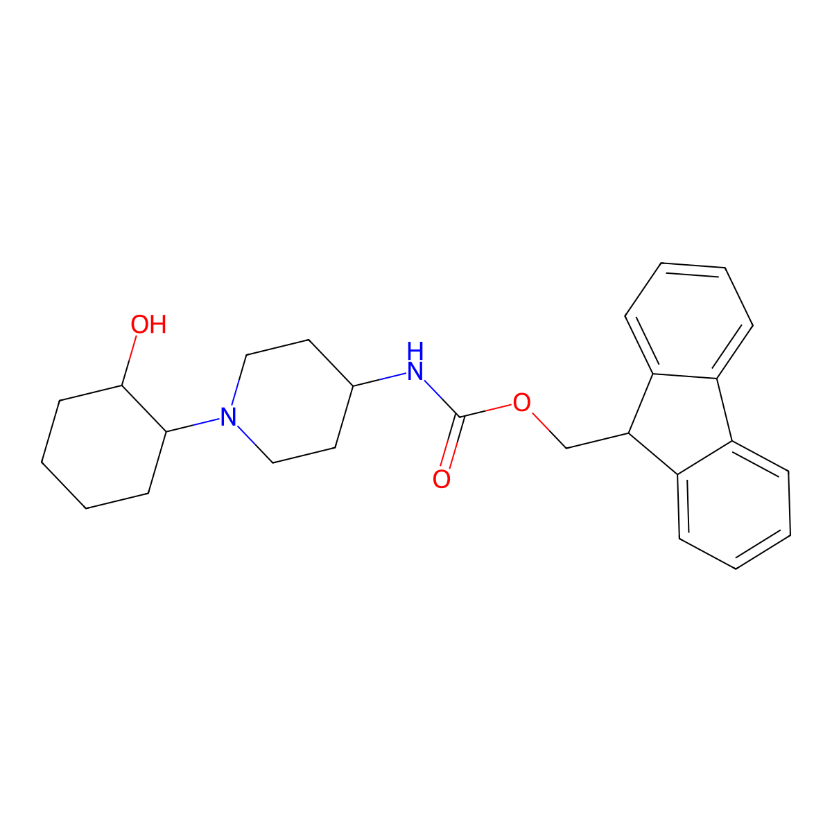 (9H-fluoren-9-yl)methyl N-[1-(2-hydroxycyclohexyl)piperidin-4-yl]carbamate molecular structure, CAS 2763912-32-7