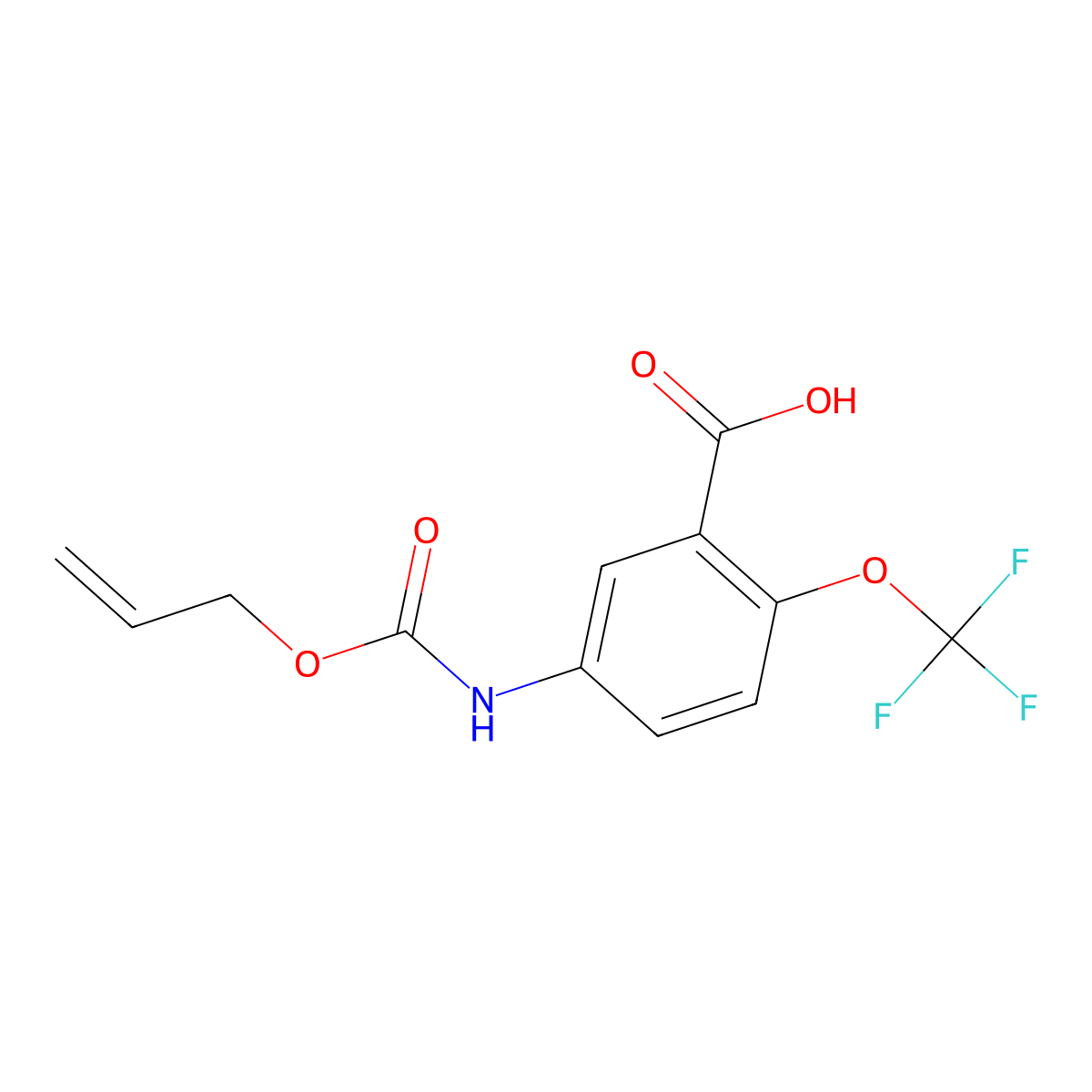 5-{[(Prop-2-en-1-yloxy)carbonyl]amino}-2-(trifluoromethoxy)benzoic acid molecular structure, CAS 2763912-34-9