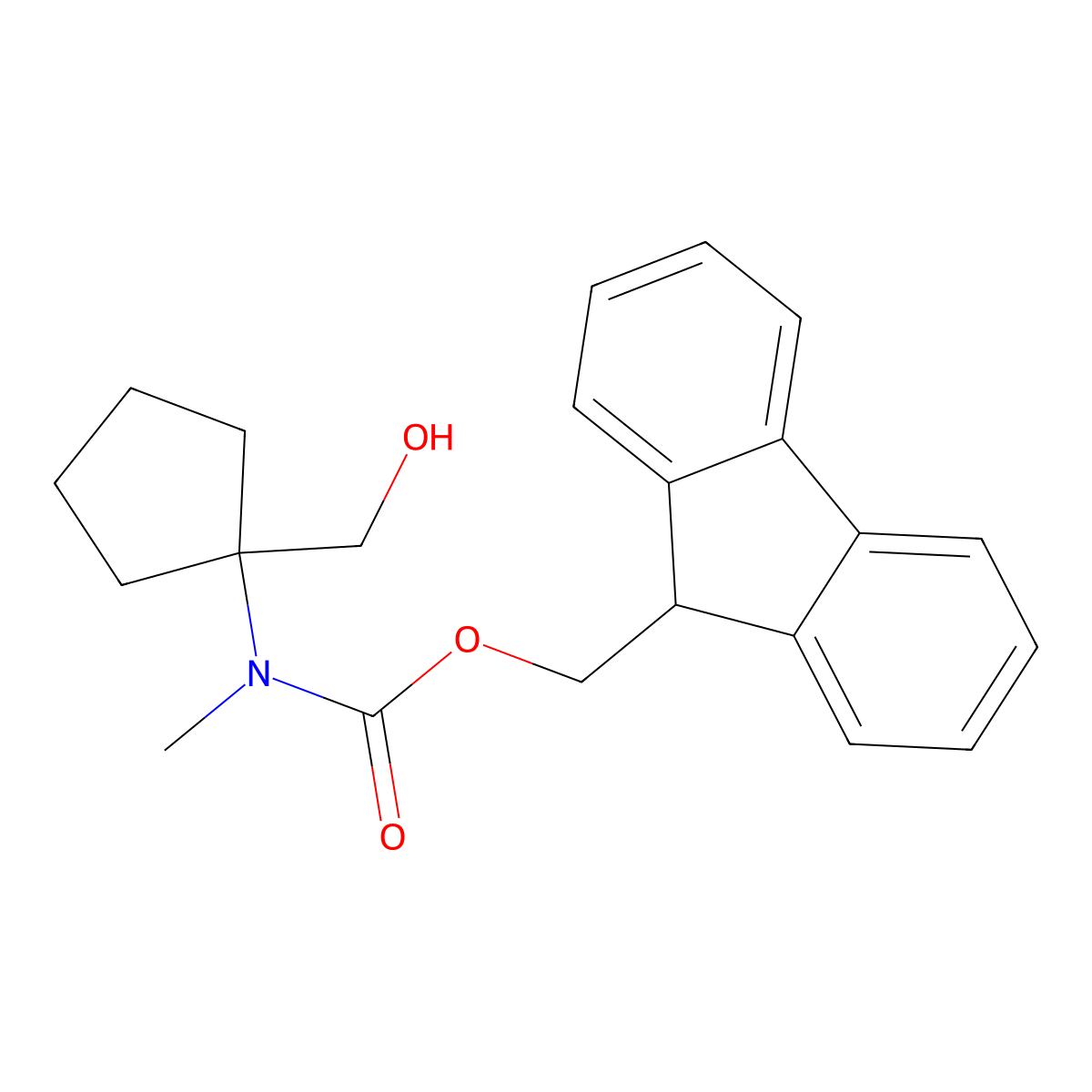 (9H-fluoren-9-yl)methyl N-[1-(hydroxymethyl)cyclopentyl]-N-methylcarbamate molecular structure, CAS 2763912-35-0
