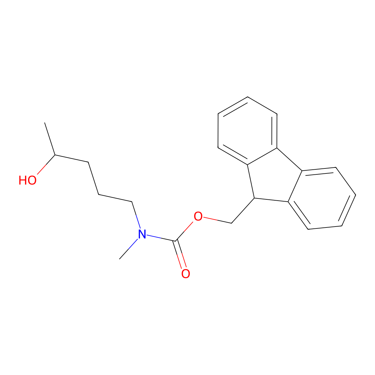 (9H-fluoren-9-yl)methyl N-(4-hydroxypentyl)-N-methylcarbamate molecular structure, CAS 2763912-36-1