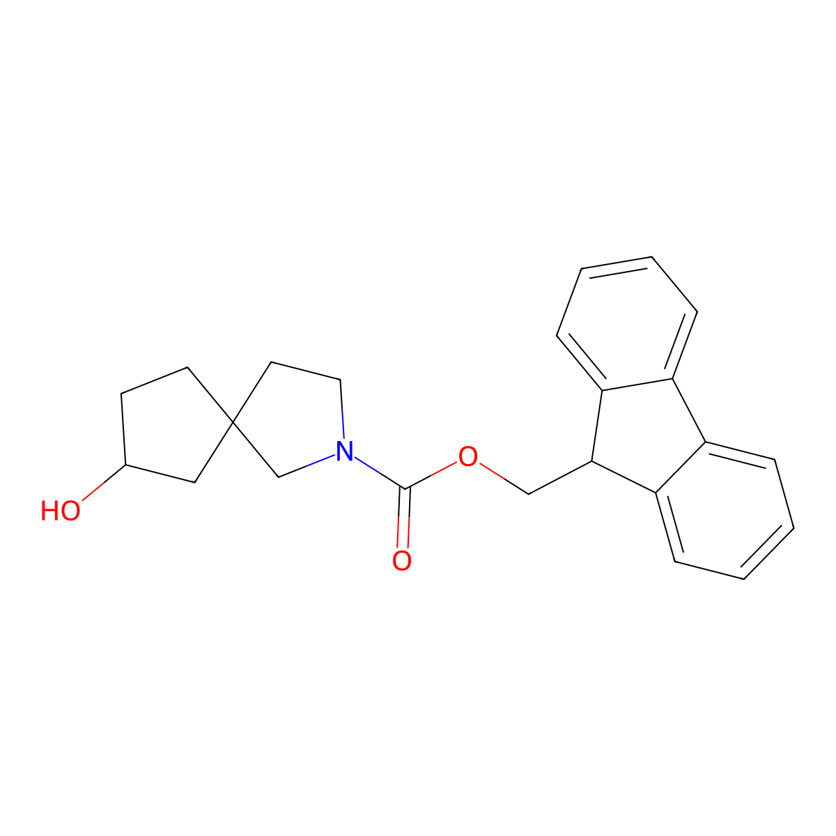(9H-fluoren-9-yl)methyl 7-hydroxy-2-azaspiro[4.4]nonane-2-carboxylate molecular structure, CAS 2763912-38-3