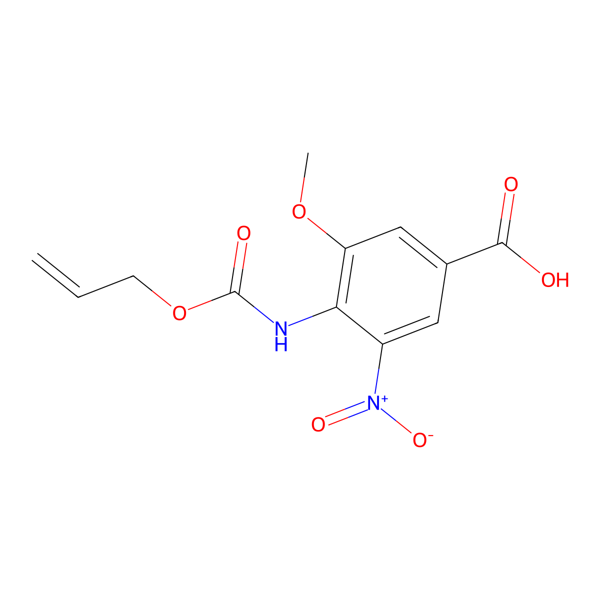 3-Methoxy-5-nitro-4-{[(prop-2-en-1-yloxy)carbonyl]amino}benzoic acid molecular structure, CAS 2763912-42-9