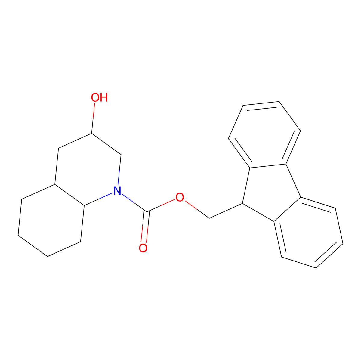 (9H-fluoren-9-yl)methyl 3-hydroxy-decahydroquinoline-1-carboxylate molecular structure, CAS 2763912-43-0