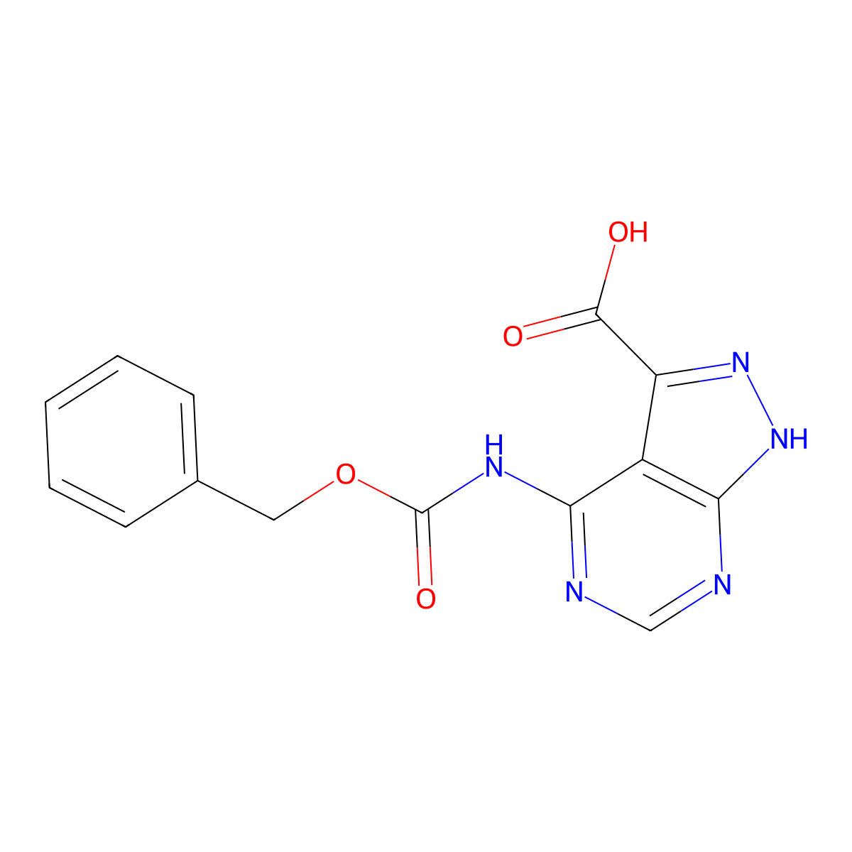4-{[(benzyloxy)carbonyl]amino}-1H-pyrazolo[3,4-d]pyrimidine-3-carboxylic acid molecular structure, CAS 2763912-47-4