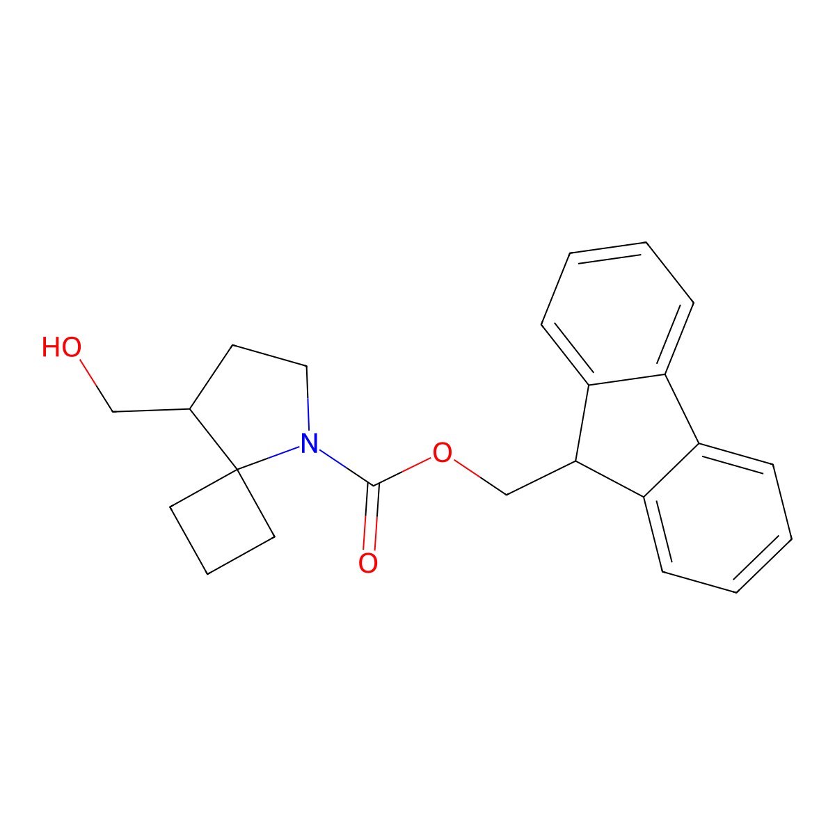 (9H-fluoren-9-yl)methyl 8-(hydroxymethyl)-5-azaspiro[3.4]octane-5-carboxylate molecular structure, CAS 2763912-48-5