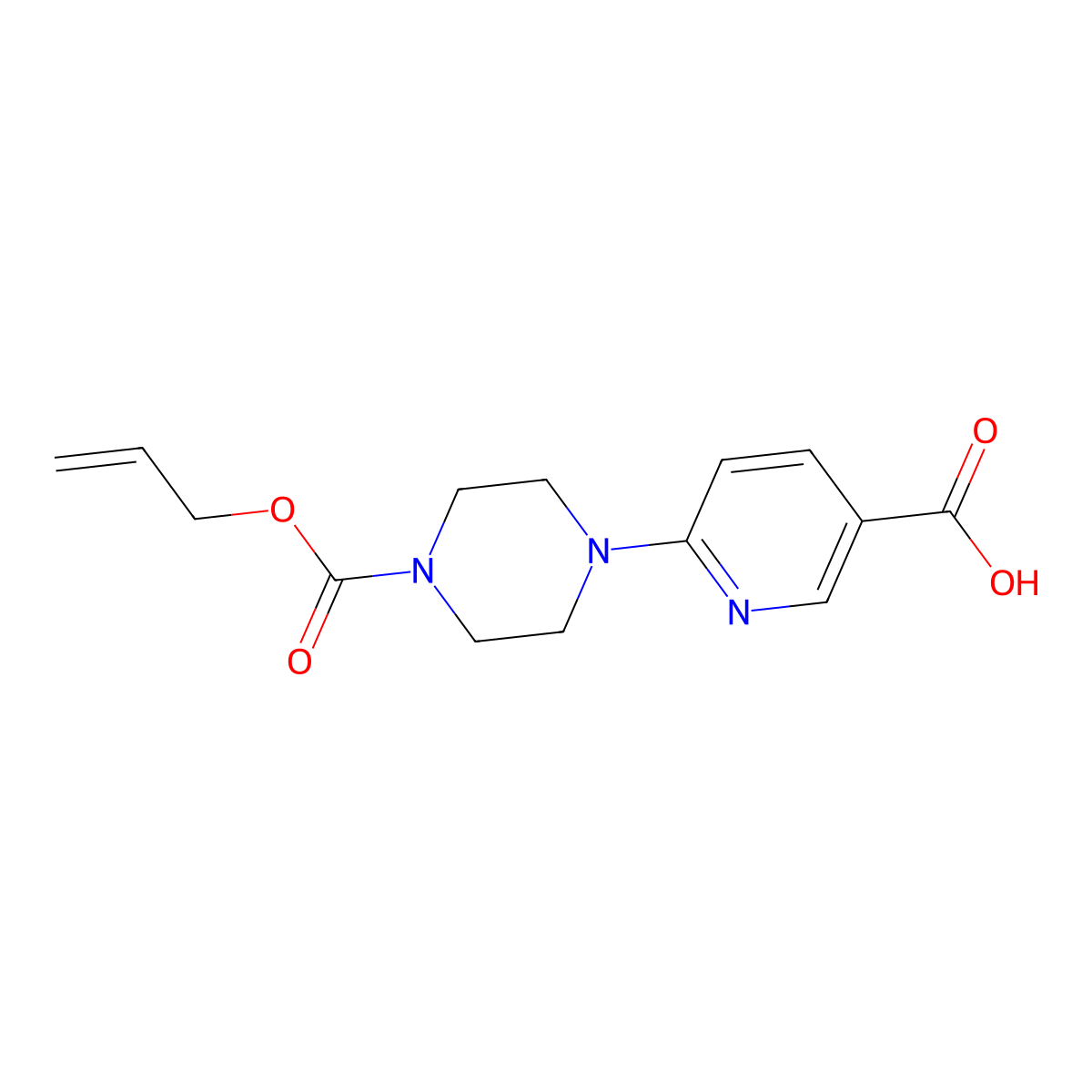 6-{4-[(Prop-2-en-1-yloxy)carbonyl]piperazin-1-yl}pyridine-3-carboxylic acid molecular structure, CAS 2763912-51-0