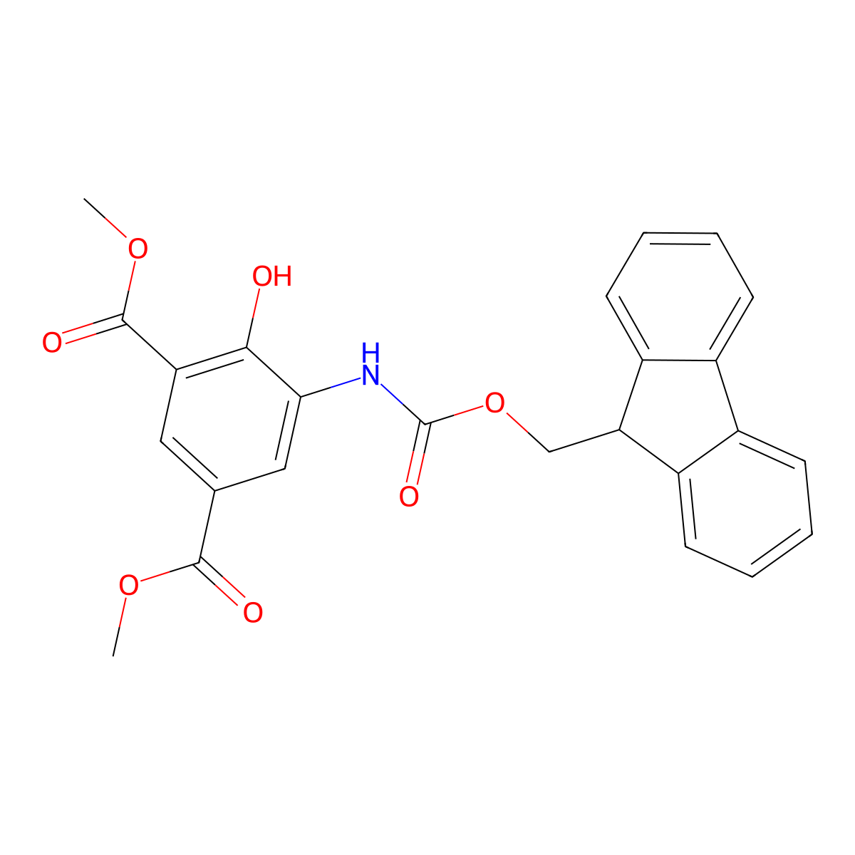 1,3-dimethyl 5-({[(9H-fluoren-9-yl)methoxy]carbonyl}amino)-4-hydroxybenzene-1,3-dicarboxylate molecular structure, CAS 2763912-52-1