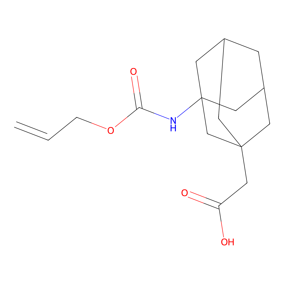 2-(3-{[(Prop-2-en-1-yloxy)carbonyl]amino}adamantan-1-yl)acetic acid molecular structure, CAS 2763912-53-2