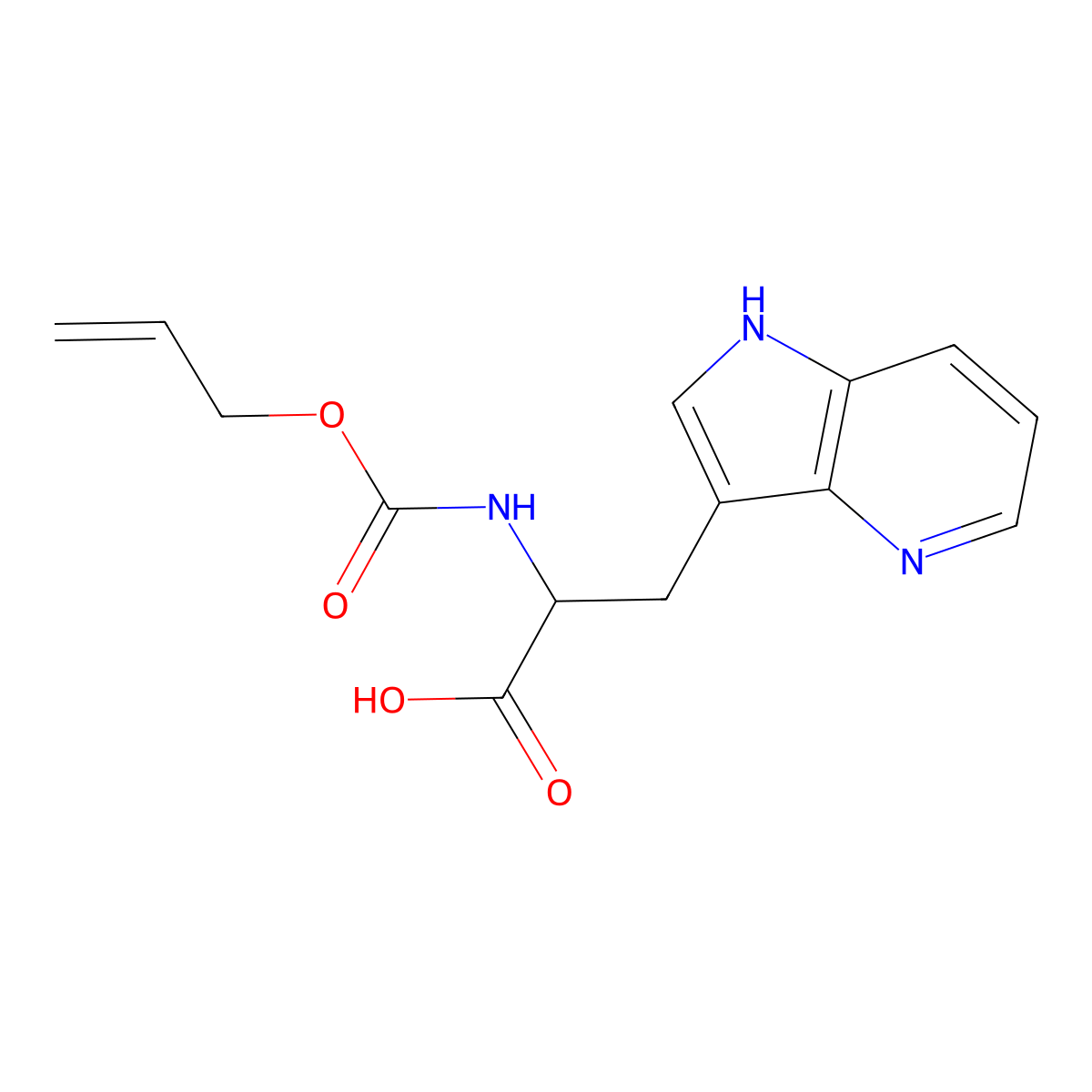 2-{[(prop-2-en-1-yloxy)carbonyl]amino}-3-{1H-pyrrolo[3,2-b]pyridin-3-yl}propanoic acid molecular structure, CAS 2763912-62-3