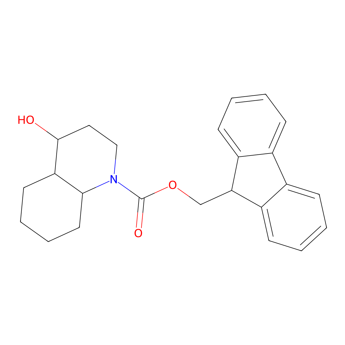 (9H-fluoren-9-yl)methyl 4-hydroxy-decahydroquinoline-1-carboxylate molecular structure, CAS 2763912-73-6