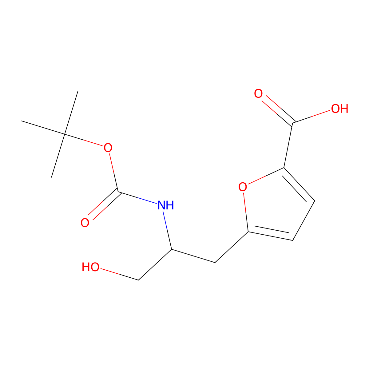 5-(2-{[(Tert-butoxy)carbonyl]amino}-3-hydroxypropyl)furan-2-carboxylic acid molecular structure, CAS 2763912-80-5