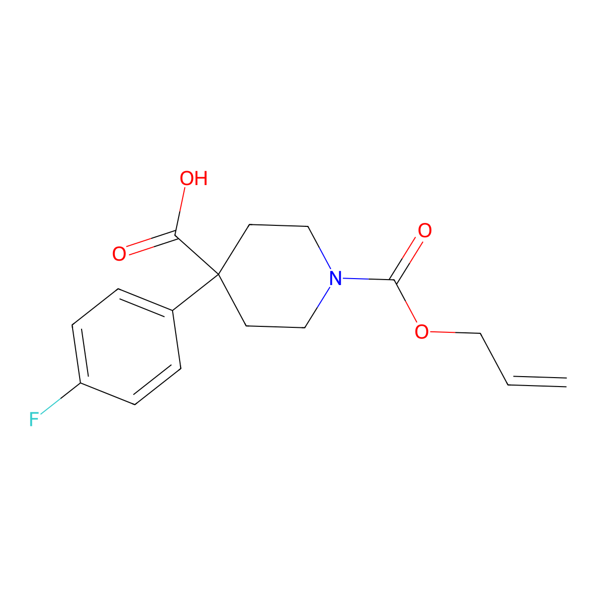 4-(4-Fluorophenyl)-1-[(prop-2-en-1-yloxy)carbonyl]piperidine-4-carboxylic acid molecular structure, CAS 2763912-83-8