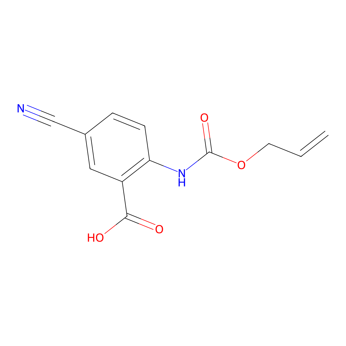 5-Cyano-2-{[(prop-2-en-1-yloxy)carbonyl]amino}benzoic acid molecular structure, CAS 2763912-90-7