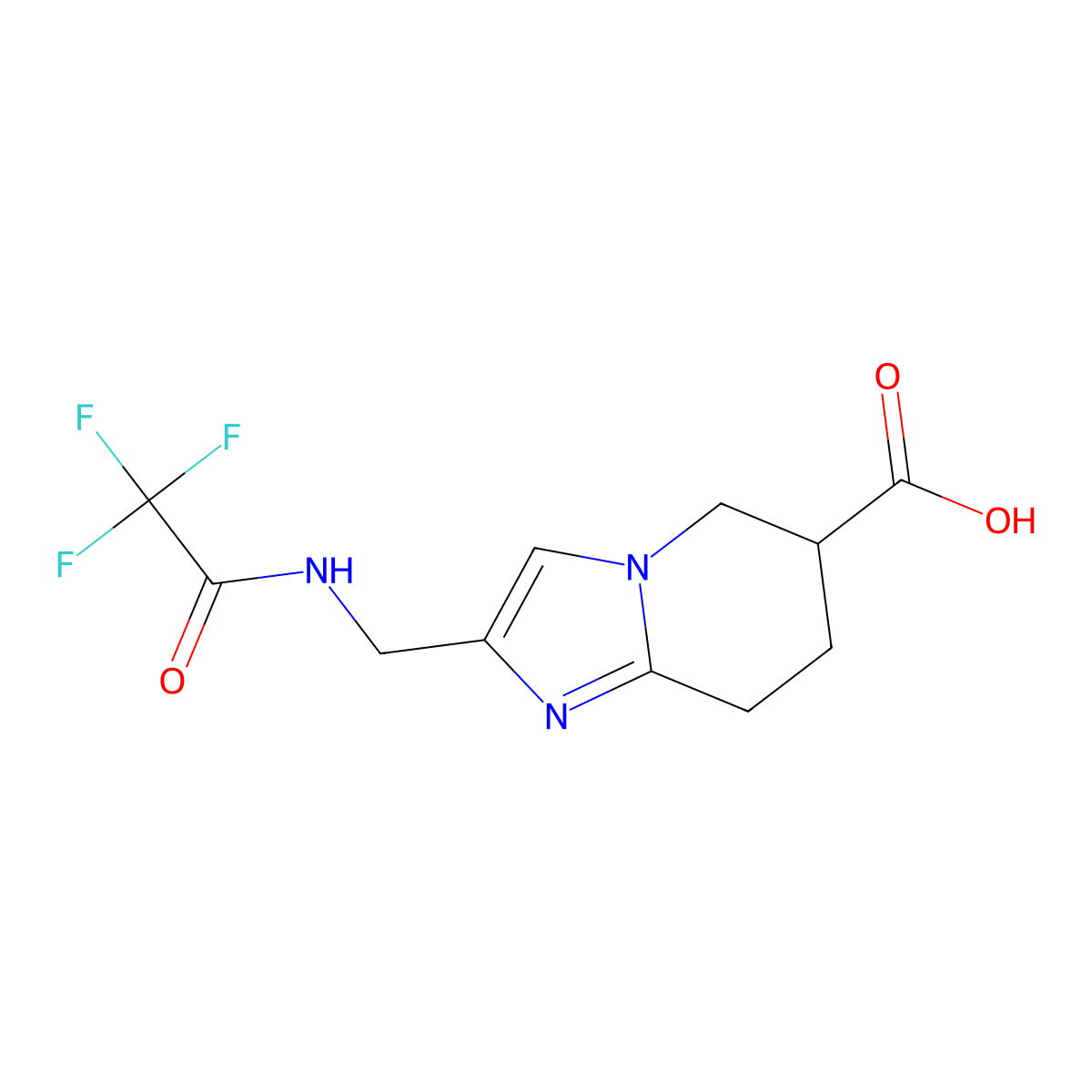 2-[(2,2,2-trifluoroacetamido)methyl]-5H,6H,7H,8H-imidazo[1,2-a]pyridine-6-carboxylic acid molecular structure, CAS 2763912-92-9