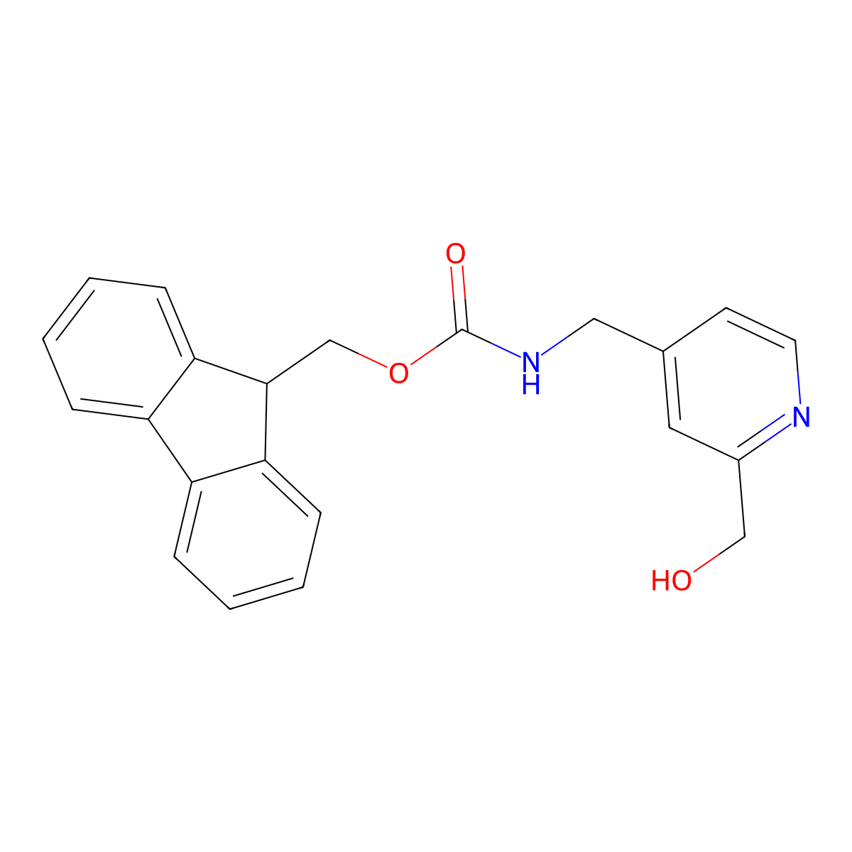 (9H-fluoren-9-yl)methyl N-{[2-(hydroxymethyl)pyridin-4-yl]methyl}carbamate molecular structure, CAS 2763912-97-4