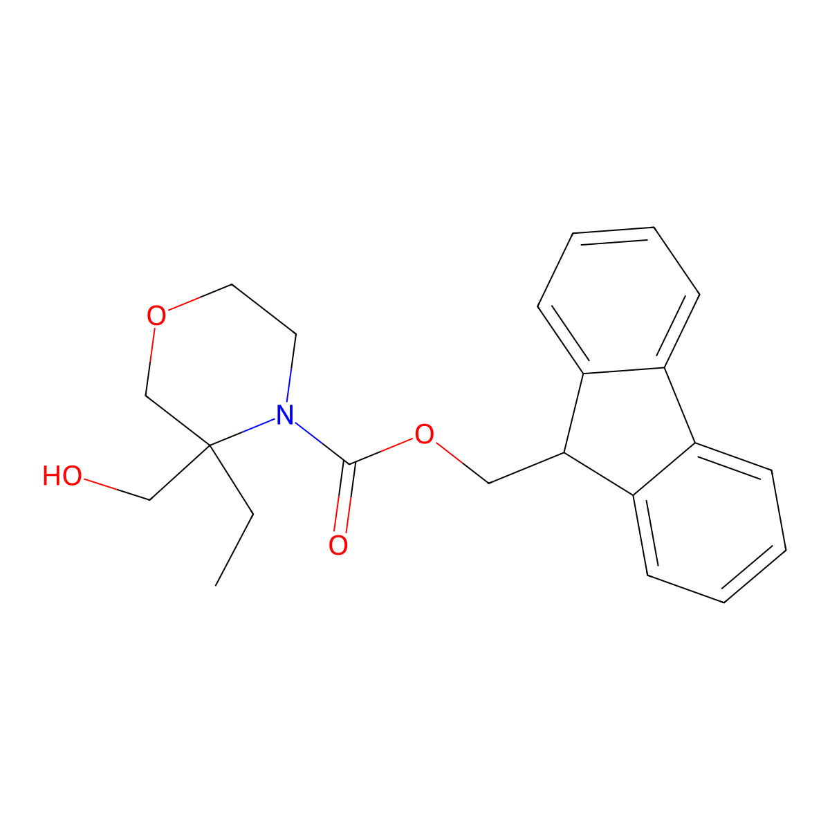 (9H-fluoren-9-yl)methyl 3-ethyl-3-(hydroxymethyl)morpholine-4-carboxylate molecular structure, CAS 2763913-10-4