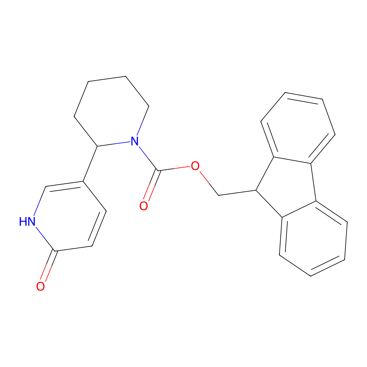 (9H-fluoren-9-yl)methyl 2-(6-hydroxypyridin-3-yl)piperidine-1-carboxylate molecular structure, CAS 2763914-58-3