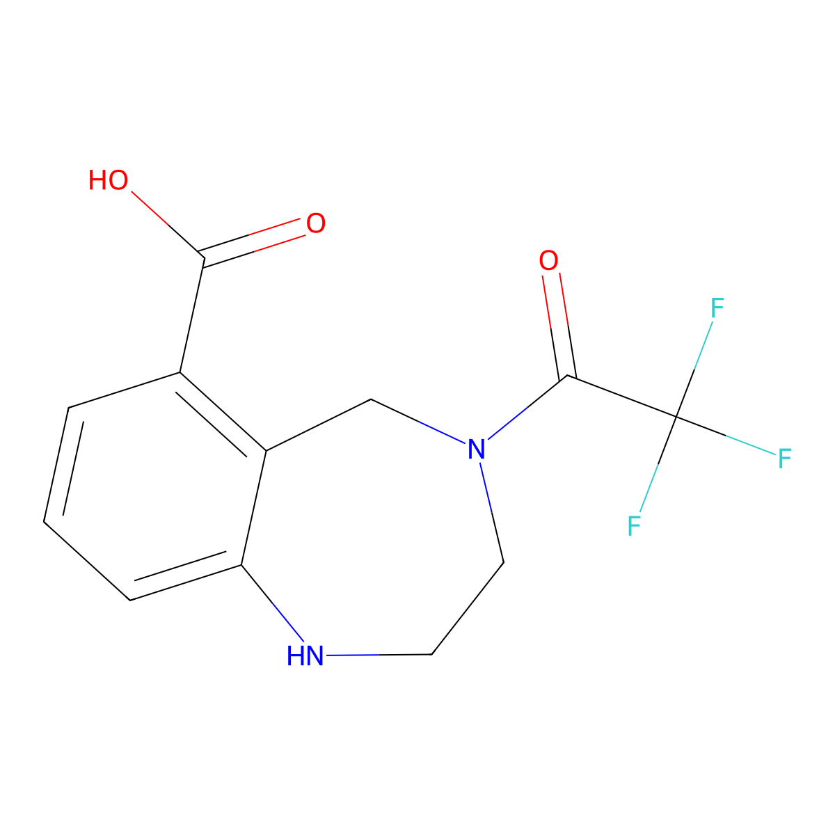 4-(2,2,2-trifluoroacetyl)-2,3,4,5-tetrahydro-1H-1,4-benzodiazepine-6-carboxylic acid molecular structure, CAS 2763914-63-0