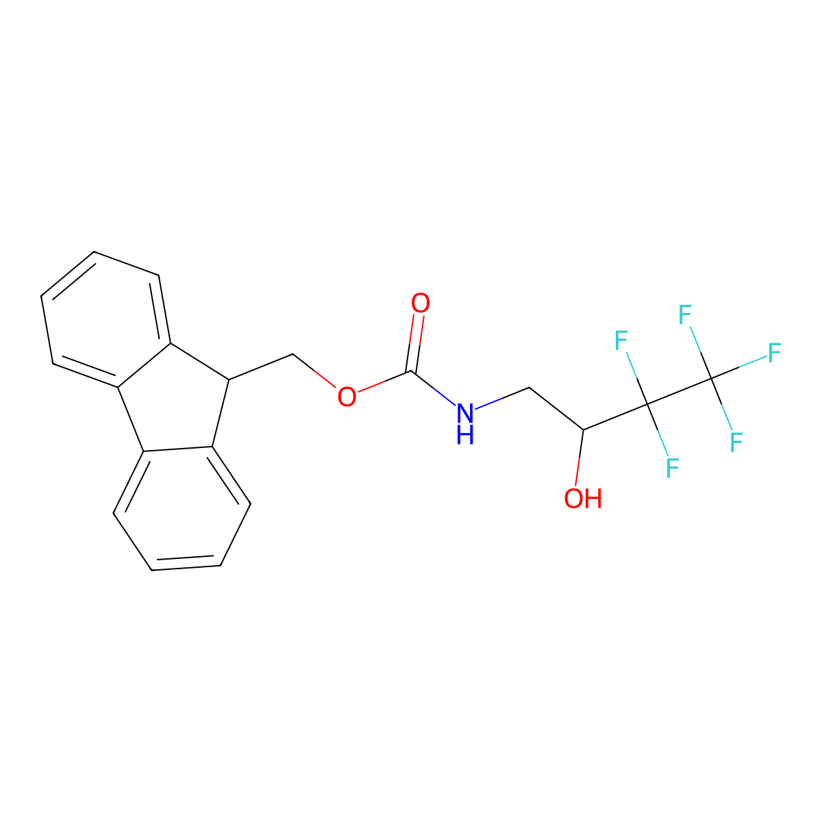 (9H-fluoren-9-yl)methyl N-(3,3,4,4,4-pentafluoro-2-hydroxybutyl)carbamate molecular structure, CAS 2763914-66-3