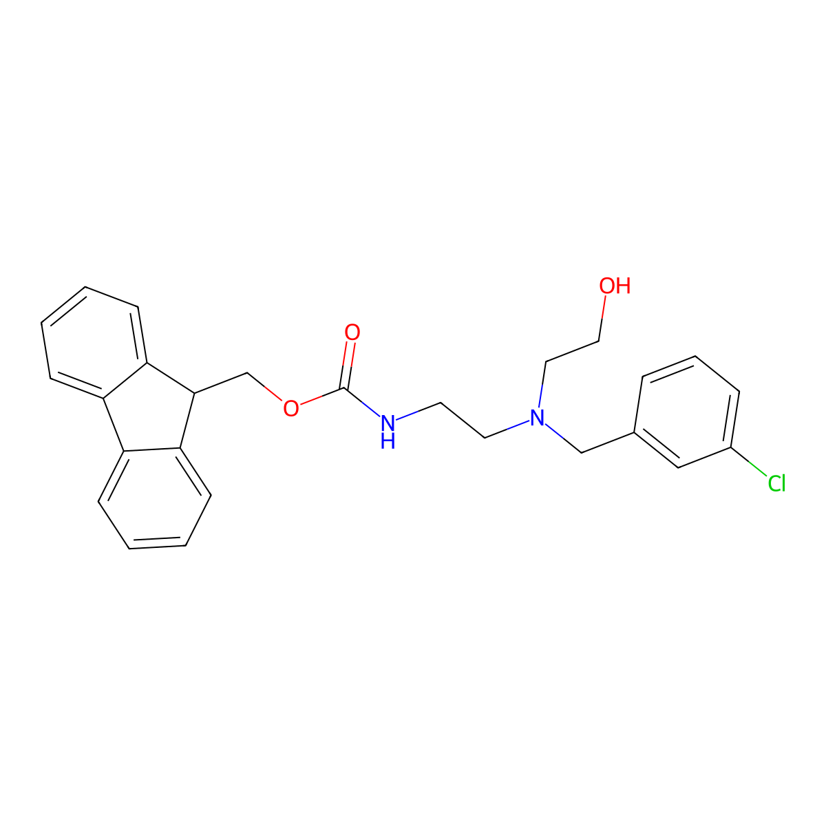 (9H-fluoren-9-yl)methyl N-(2-{[(3-chlorophenyl)methyl](2-hydroxyethyl)amino}ethyl)carbamate molecular structure, CAS 2763914-67-4