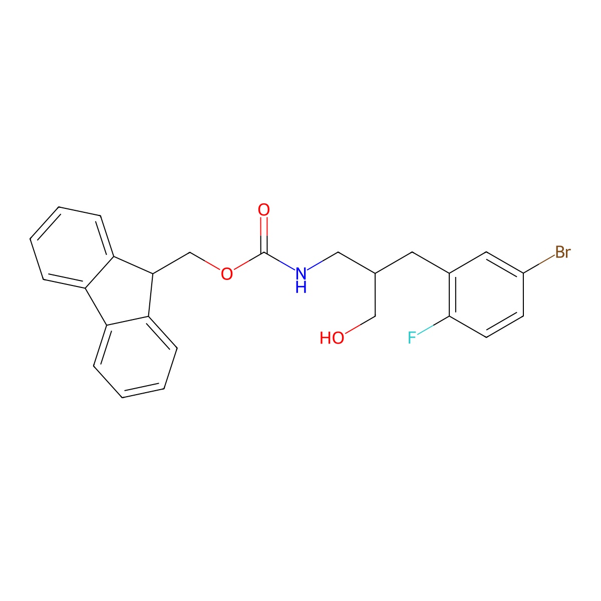 (9H-fluoren-9-yl)methyl N-{2-[(5-bromo-2-fluorophenyl)methyl]-3-hydroxypropyl}carbamate molecular structure, CAS 2763914-73-2