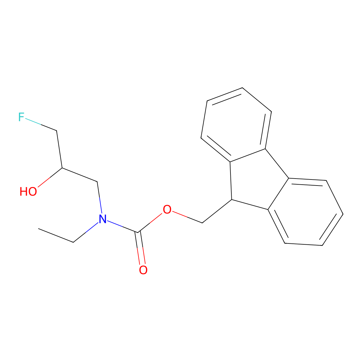 (9H-fluoren-9-yl)methyl N-ethyl-N-(3-fluoro-2-hydroxypropyl)carbamate molecular structure, CAS 2763914-77-6