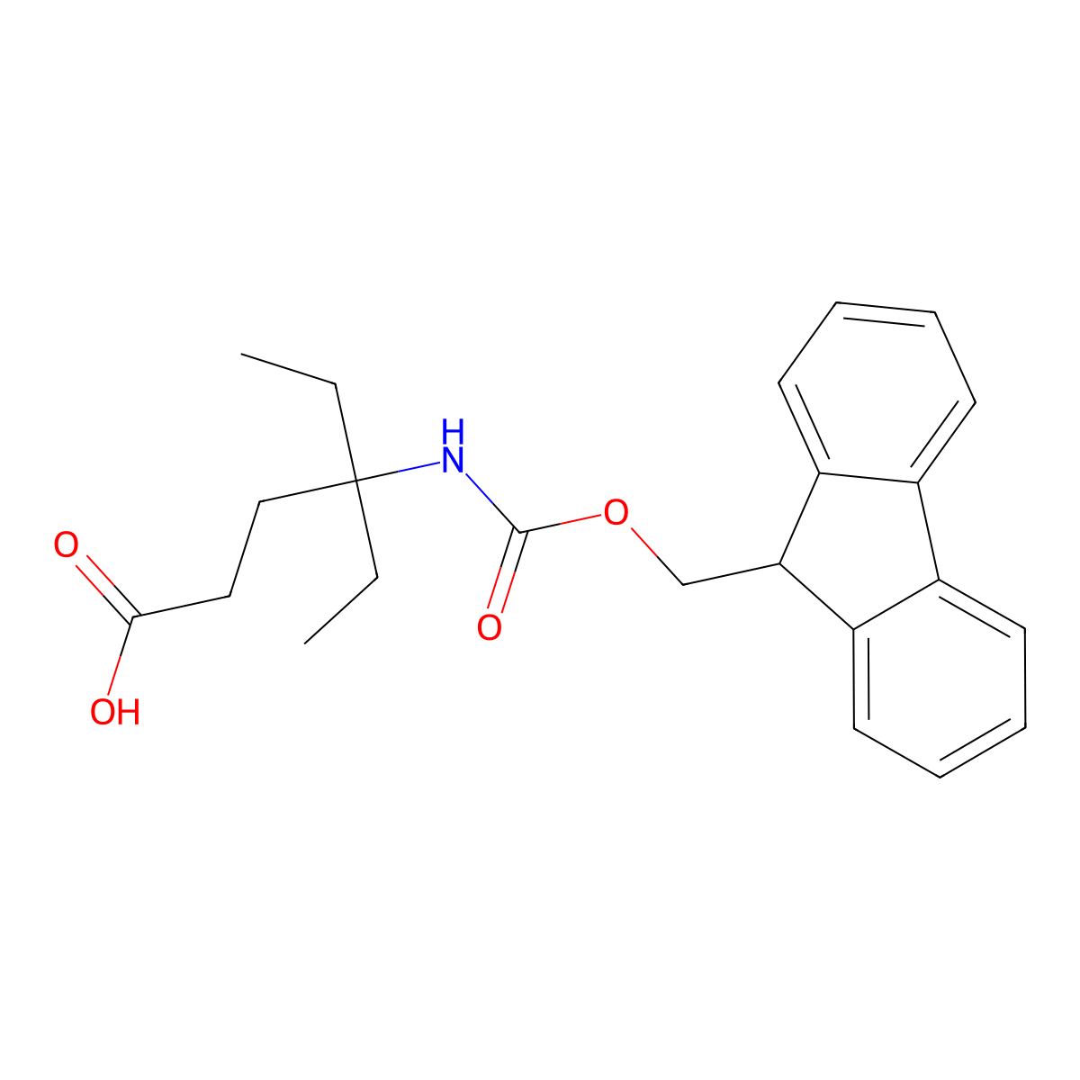 4-ethyl-4-({[(9H-fluoren-9-yl)methoxy]carbonyl}amino)hexanoic acid molecular structure, CAS 2763914-82-3